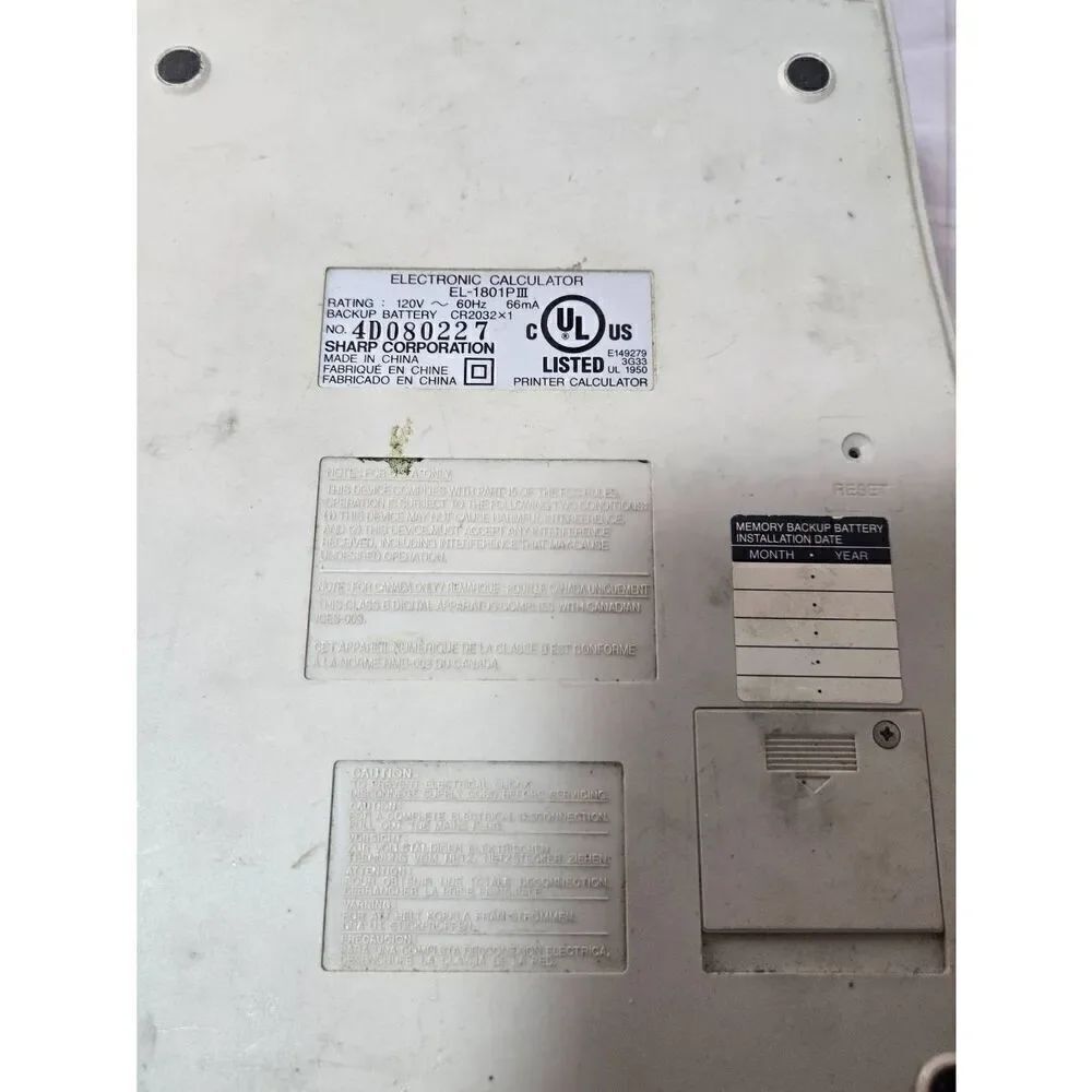 Sharp EL-1801P 12 Digit Electric Calculator - Picture 5 of 5